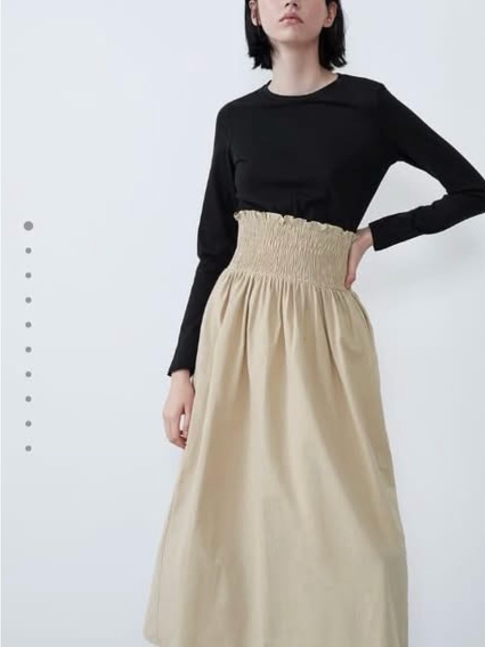 Zara black tan midi skirt mixi dress